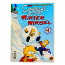 Comiccover von Die Simpsons – Winterwirbel 1: Homer, Marge, Bart, Lisa und Maggie in einer verschneiten Winterlandschaft, eingepackt in Winterkleidung, umgeben von Schnee, Eis und winterlichem Chaos.